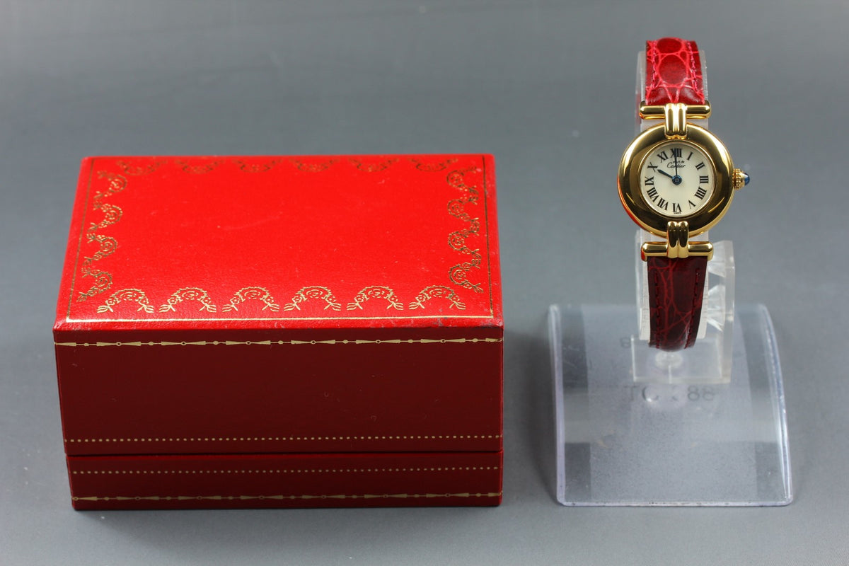 Cartier Must Colisee Vermeil 590002 Red Gold Women's Quartz Watch Vintage [Box]