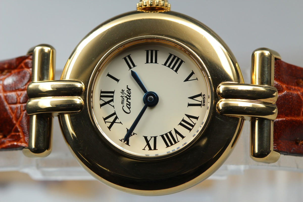 Cartier Must Colisee Vermeil 590002 Brown Gold Women's Quartz Watch Vintage