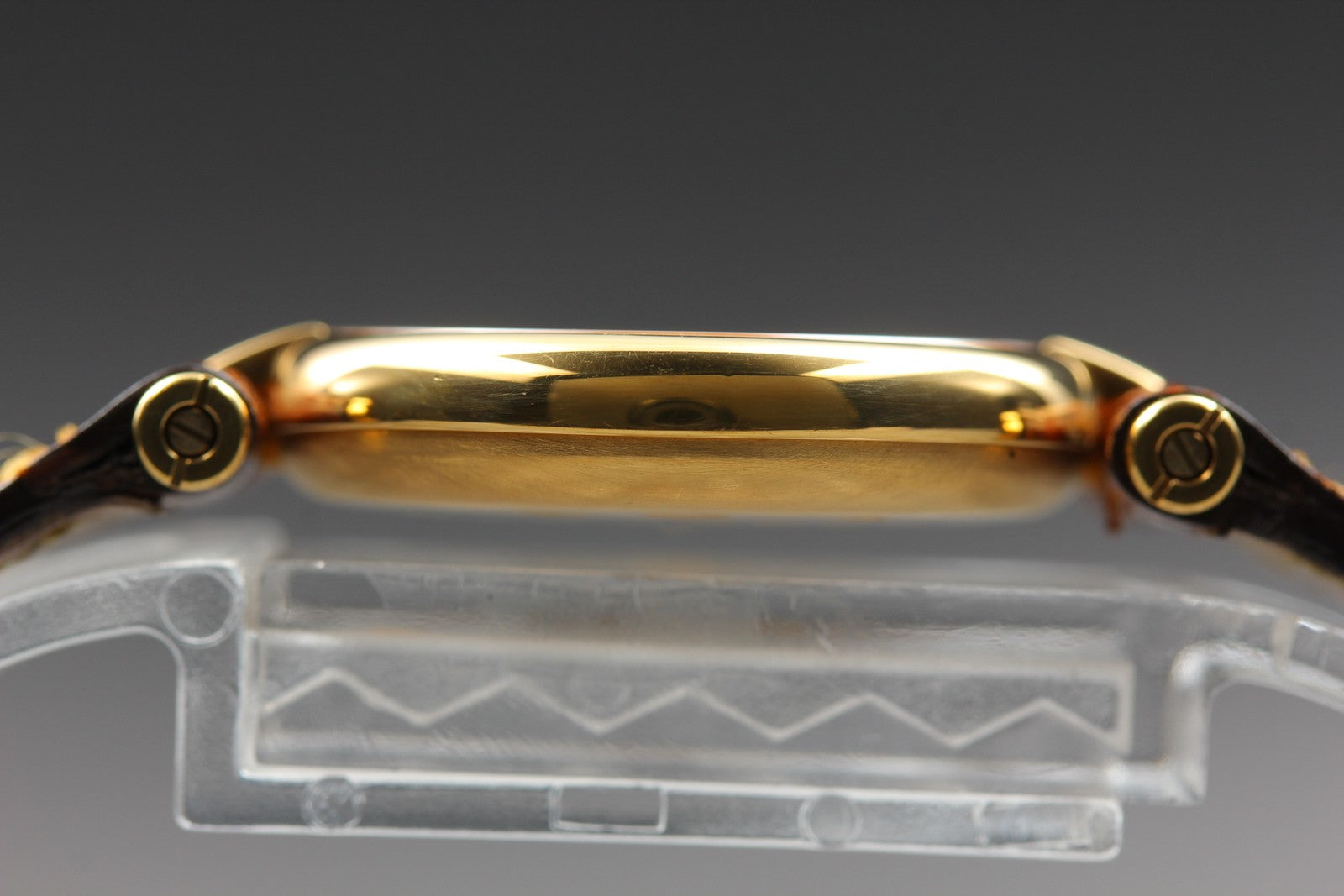 Vintage Cartier Must Vendome Vermeil 590004 Gold 23mm Brown Women's Qz Watch