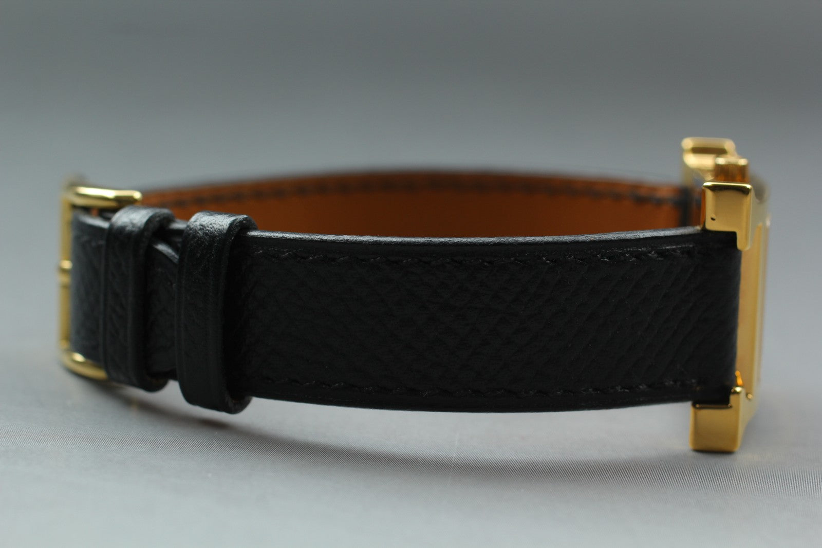 [Exc+5] HERMES H Watch HH1.201 Gold Black "A" 21mm Woman's Watch Quartz JAPAN