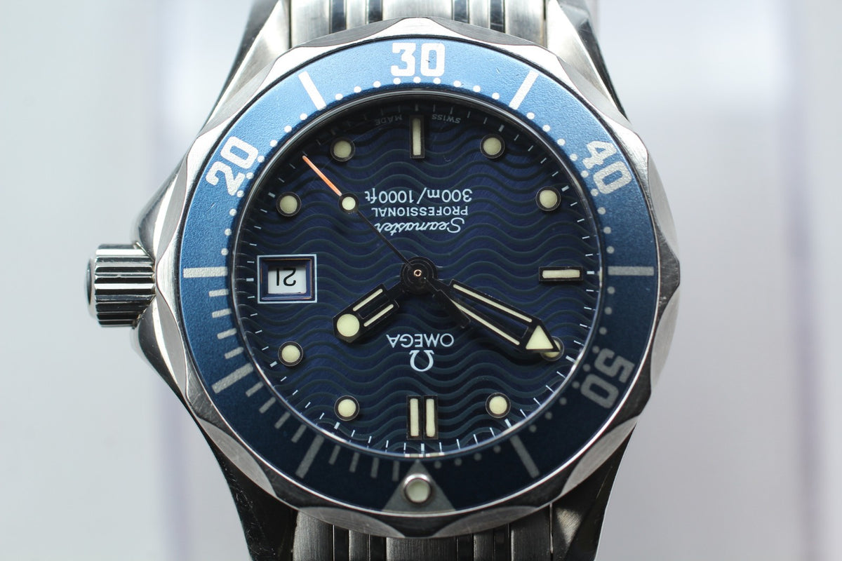 New Batt OMEGA Seamaster Cal.1424 Quartz Blue Women's Watch 28mm JAPAN Box