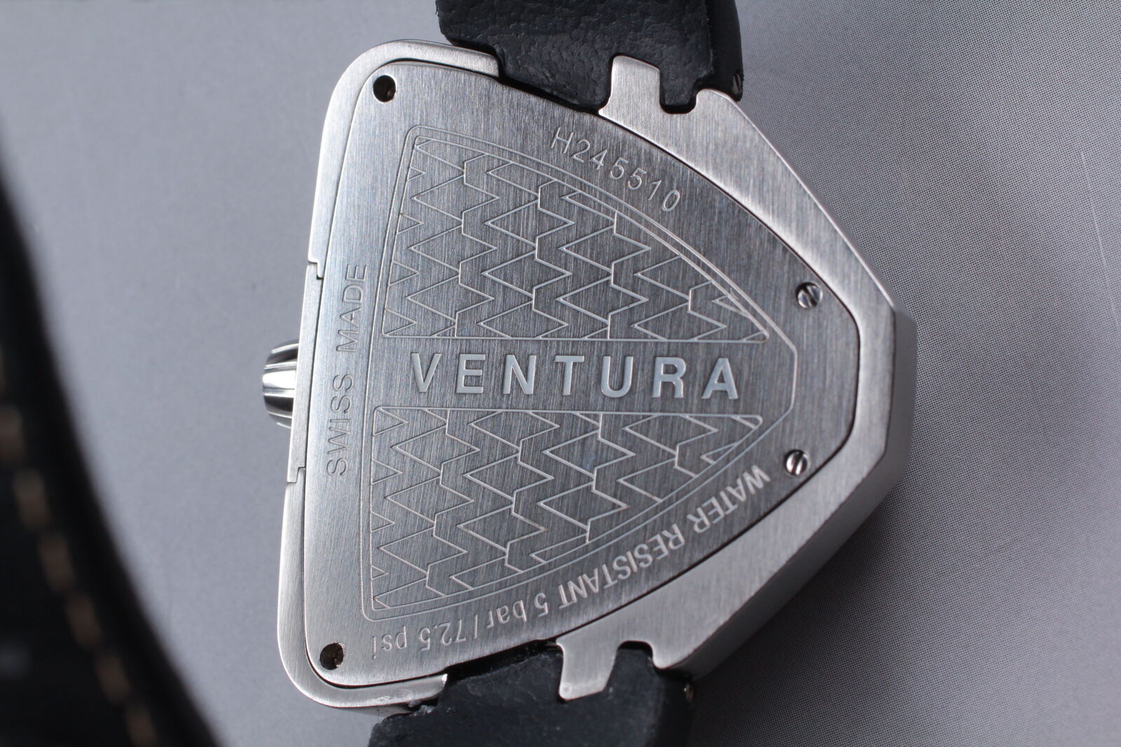 New Battery [Near MINT-] HAMILTON Ventura H245510 Black Quartz Men's Watch JAPAN