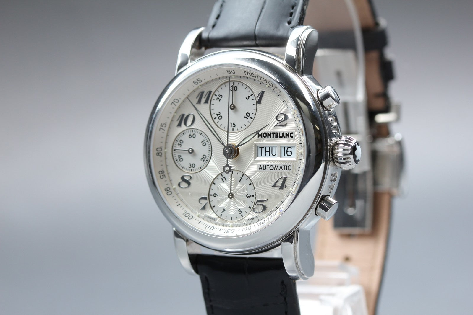 MONTBLANC Meistersteck 7016 Silver Day/Date Automatic Men's Watch JP N MINT*Box