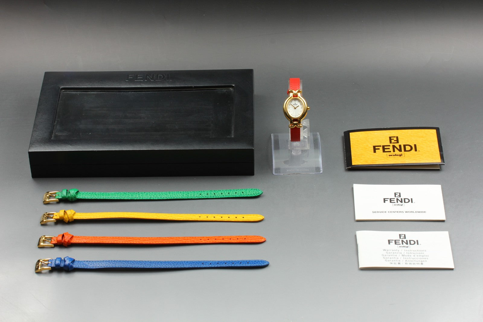 Vintage FENDI 640L Chameleon 5 Colors Belt Gold Women's Quartz Watch [Box]
