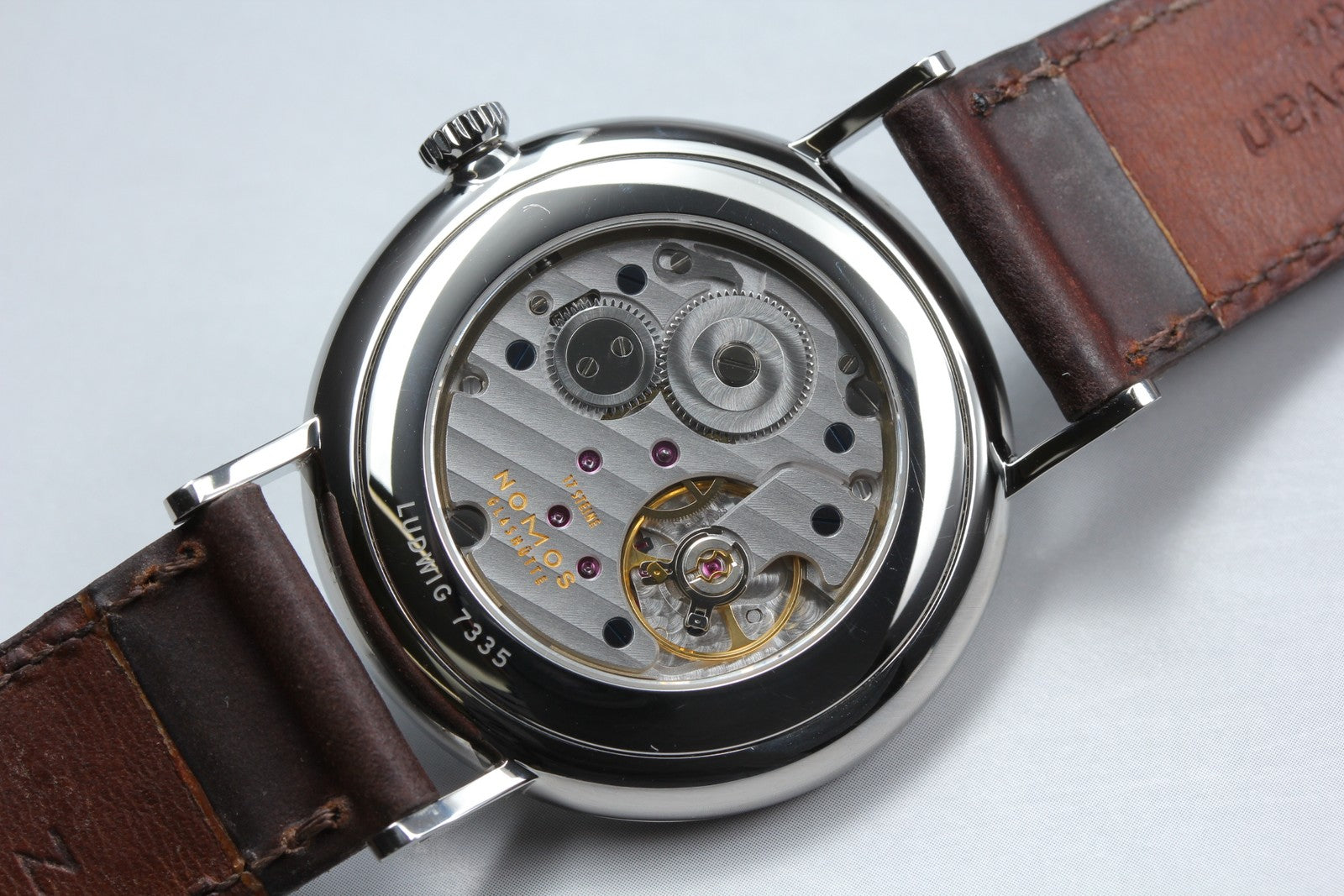 NOMOS GLASHÜTTE Ludwig 38 Small Second Manual Wind White Brown Men's Watch [Box]