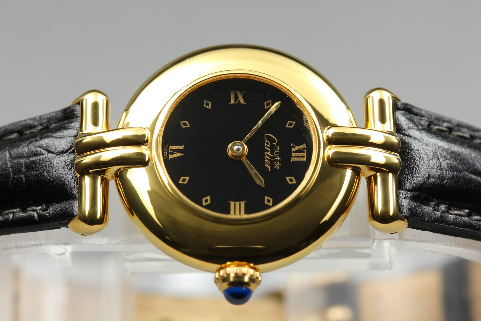 Cartier Must Colisee Vermeil 590002 Black Gold Women's Quartz Watch Vintage