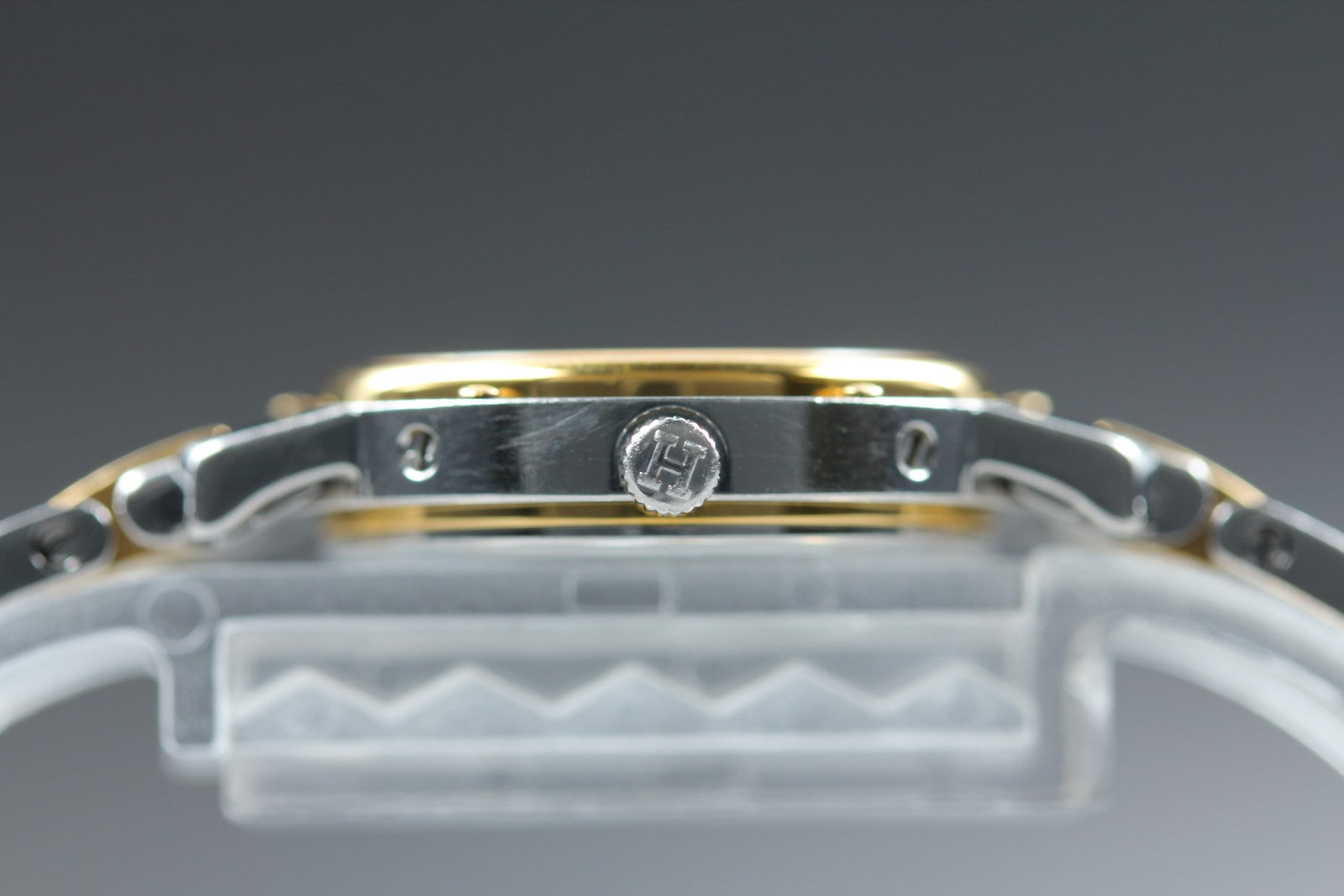 Vintage Hermes Clipper 24mm Ivory Dial Gold Woman's Watch Quartz [w /Box]