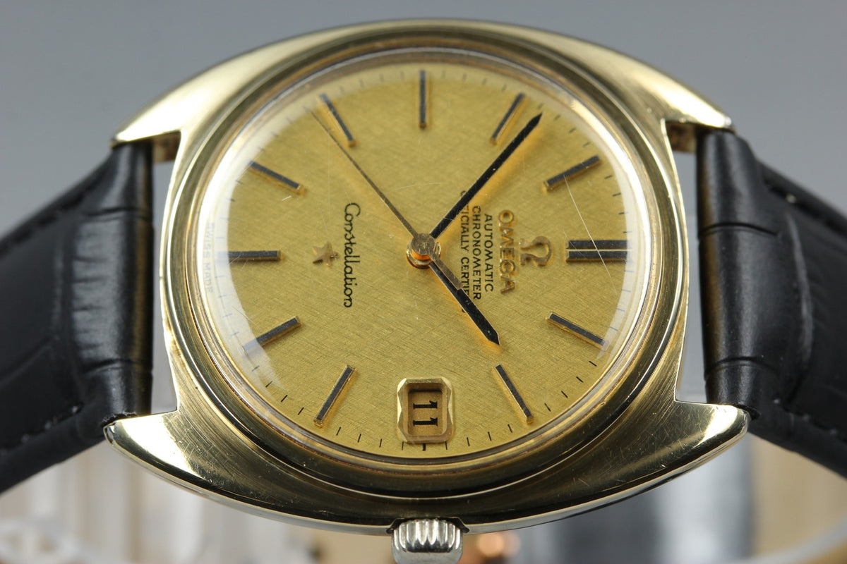 OMEGA Constellation 168.017 Cal.564 Gold Chronometer Date AT Mens Watch Vintage