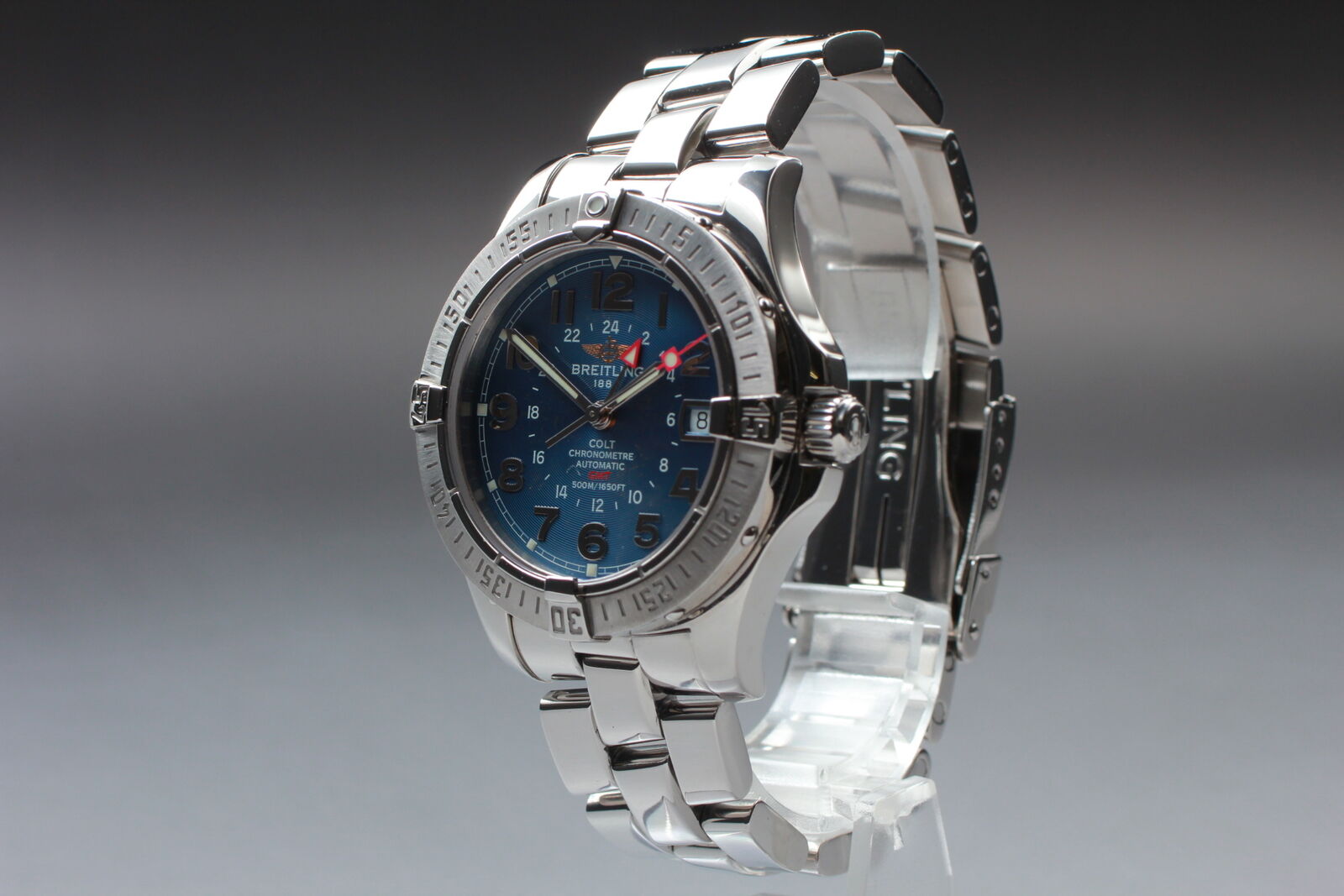 Polished [N MINT- Box] BREITLING COLT GMT A32350 Blue Dial AT Men's Watch JAPAN