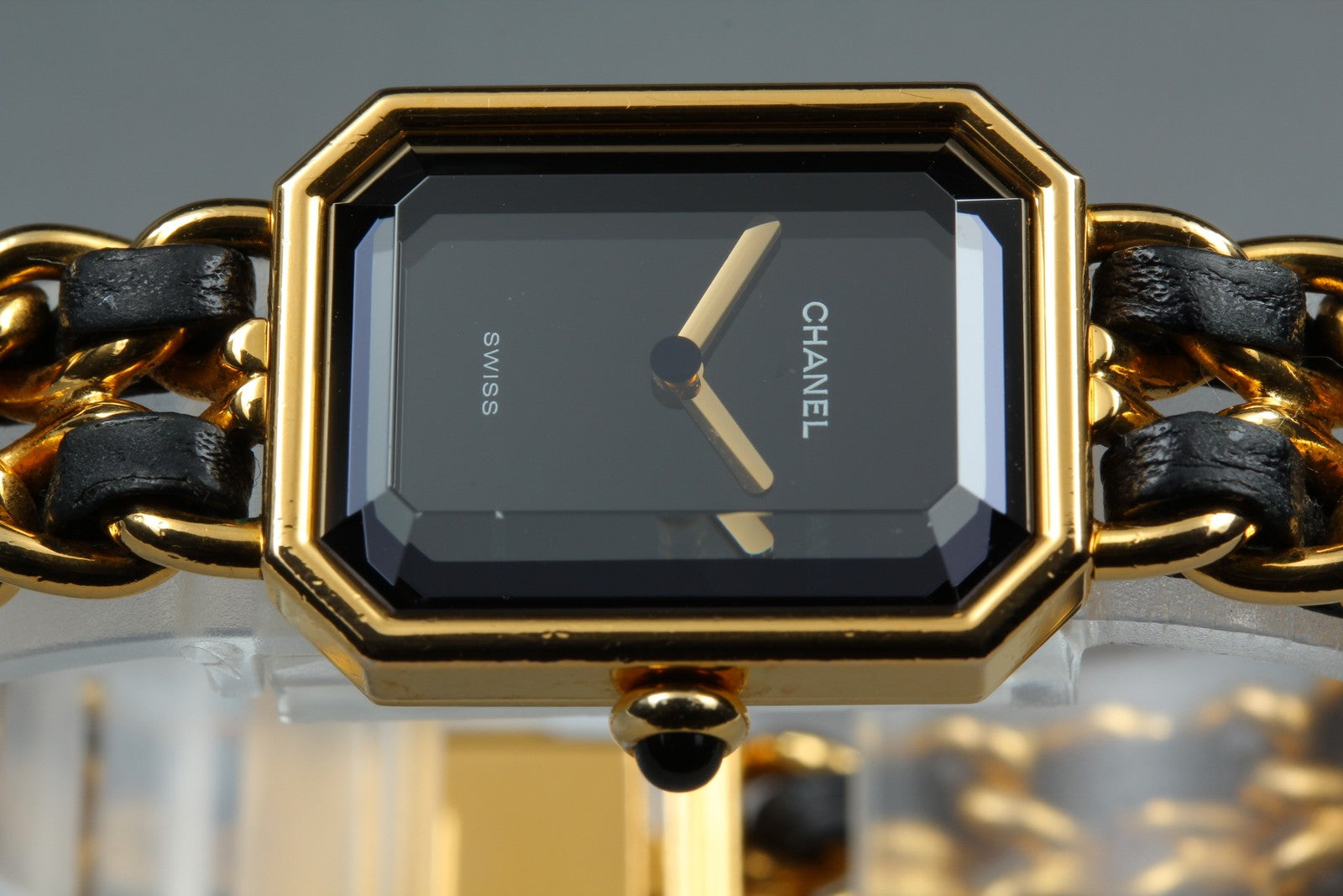 [Overhauled] CHANEL Premiere L Size Black Dial Gold 20mm Quartz Womens Watch Box