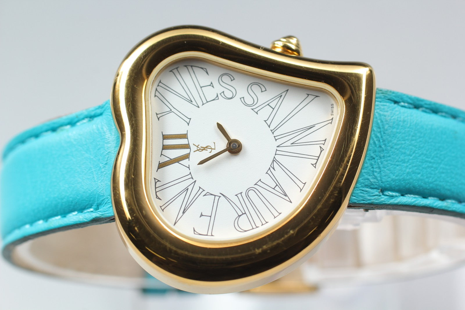 [Exc+5 Box] Yves Saint Laurent Heart Gold Turquoise 30mm Women's Watch Quartz