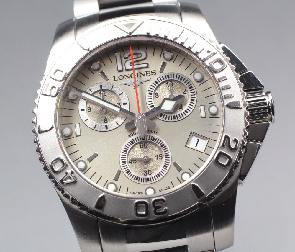 [Exc+5] LONGINES HydroConquest L3.672.4 Silver 40mm Qz Chronograph Men's Watch