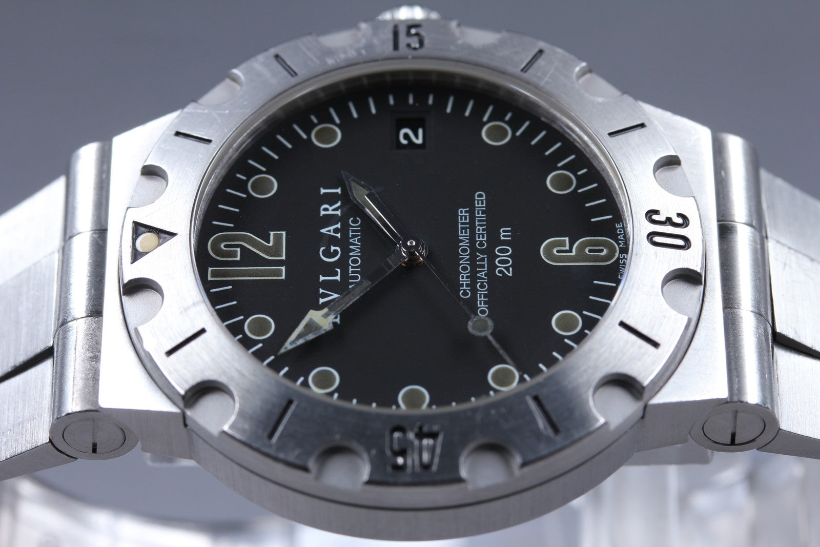 Overhauled [Exc+5] BVLGARI Diagono Scuba SD38S Black Automatic Men's Watch