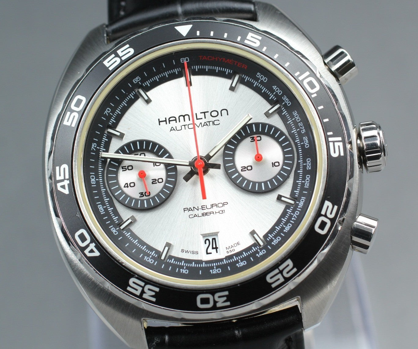 HAMILTON Pan Europ H357560 Chronograph 45mm Automatic Black Silver Men's Watch