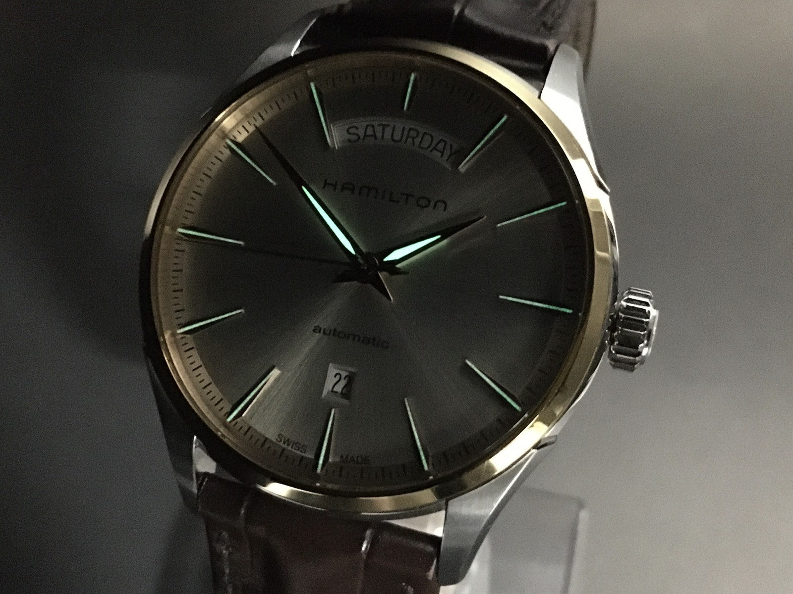 Hamilton Jazzmaster H425250 Silver Automat Day/Date Men's Watch 42mm JAPAN