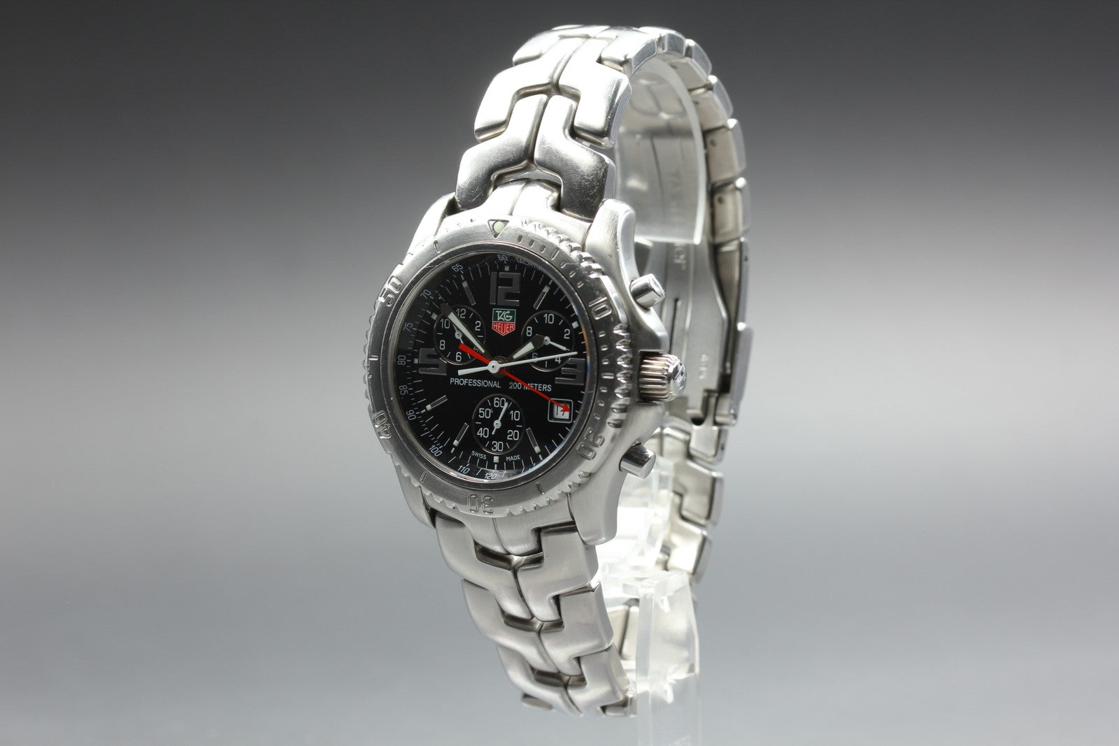 TAG HEUER Link CT1111 Quartz Chronograph Black Men's Watch 40mm JAPAN Box
