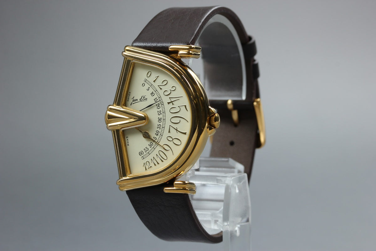 Jean D'Eve Sectora Gold Ivory Dial 30mm Men's Quartz Watch Vintage [Box]