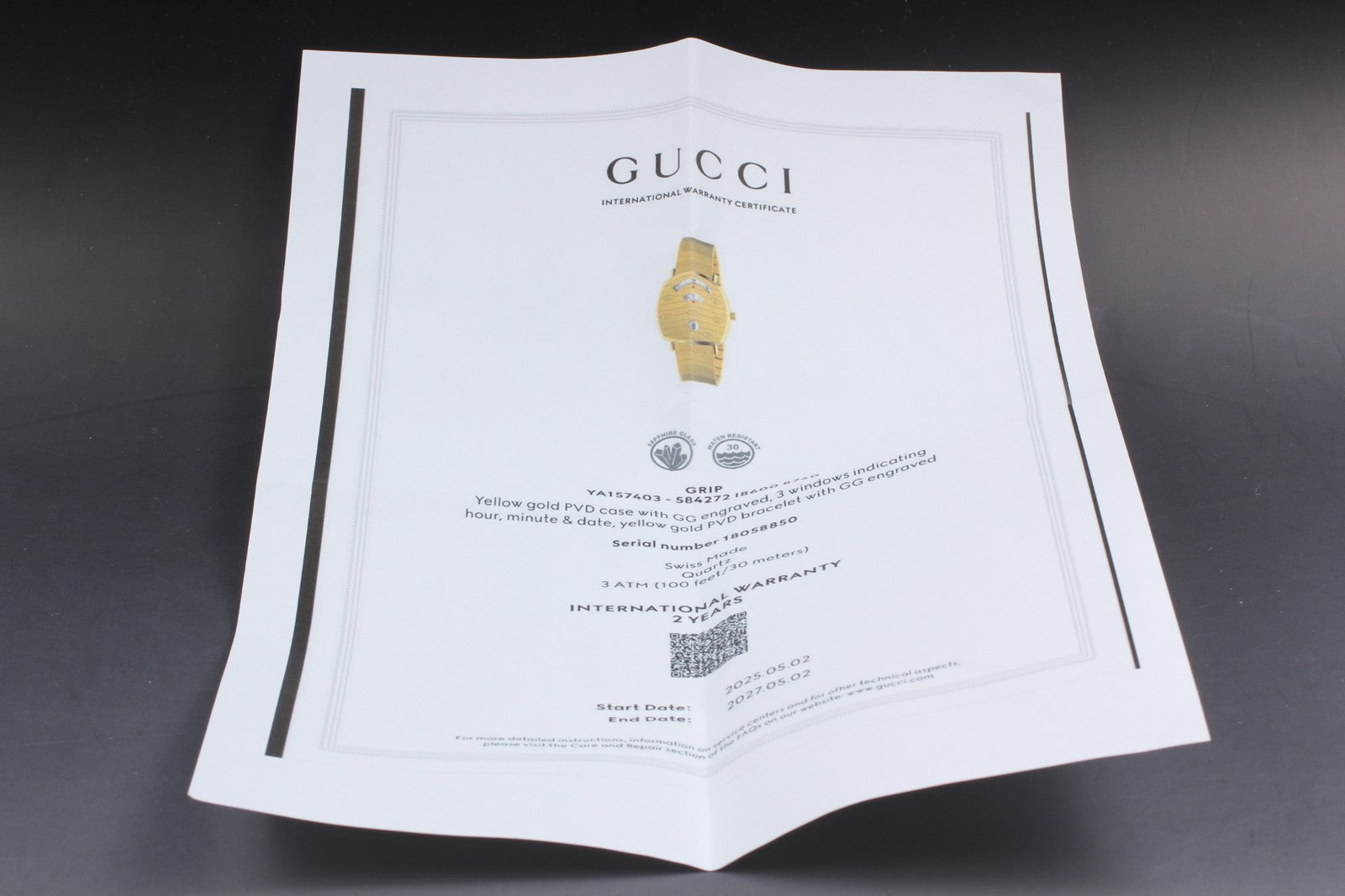 [MINT Box] GUCCI Grip 157.4 YA157403 35mm Gold GG Man's Quartz Watch From JAPAN