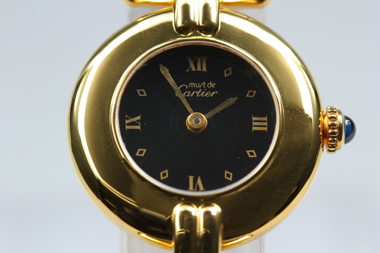 Cartier Must Colisee Vermeil 590002 Black Gold Women's Quartz Watch Vintage