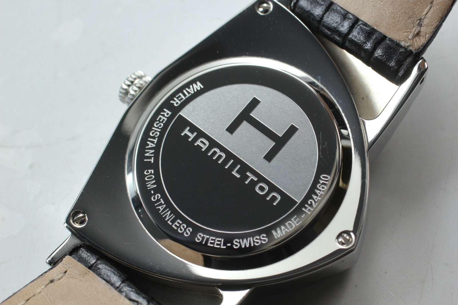 [Exc+5] Hamilton Ventura H244610 Diamond Quartz Black Men's Watch 32mm JAPAN