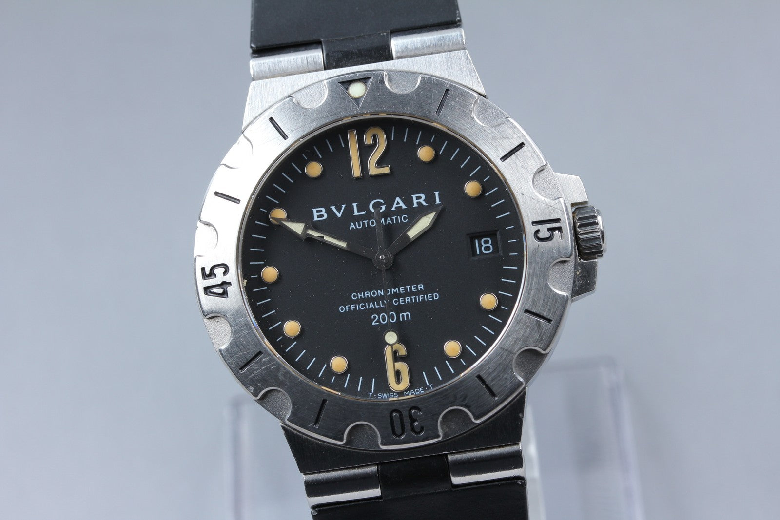 Exc+5*Box BVLGARI Diagono Scuba SD38S Black Automatic Men's Watch 38mm JAPAN