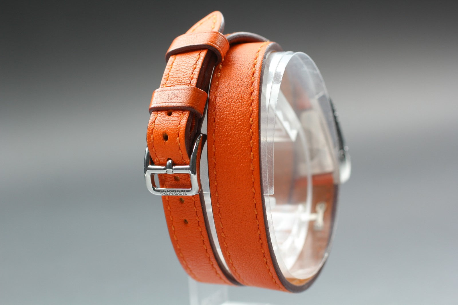 [Exc+5] HERMES Medor ME2.110 Silver Orange 17mm Woman's Watch Quartz From JAPAN