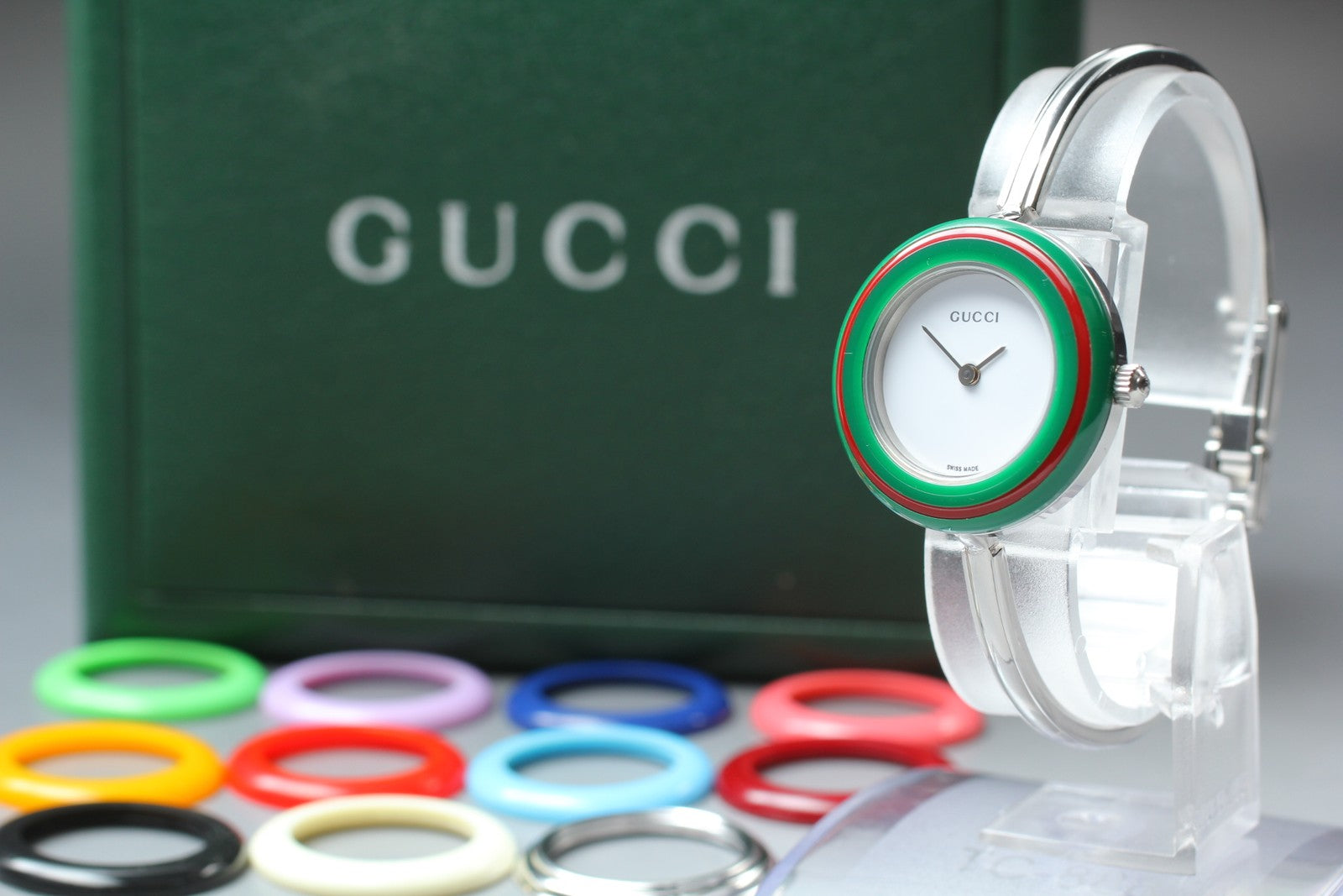 Vintage Gucci Change Bezel 11/12.2L 12 Colors Silver Women's Quartz Watch [Box]