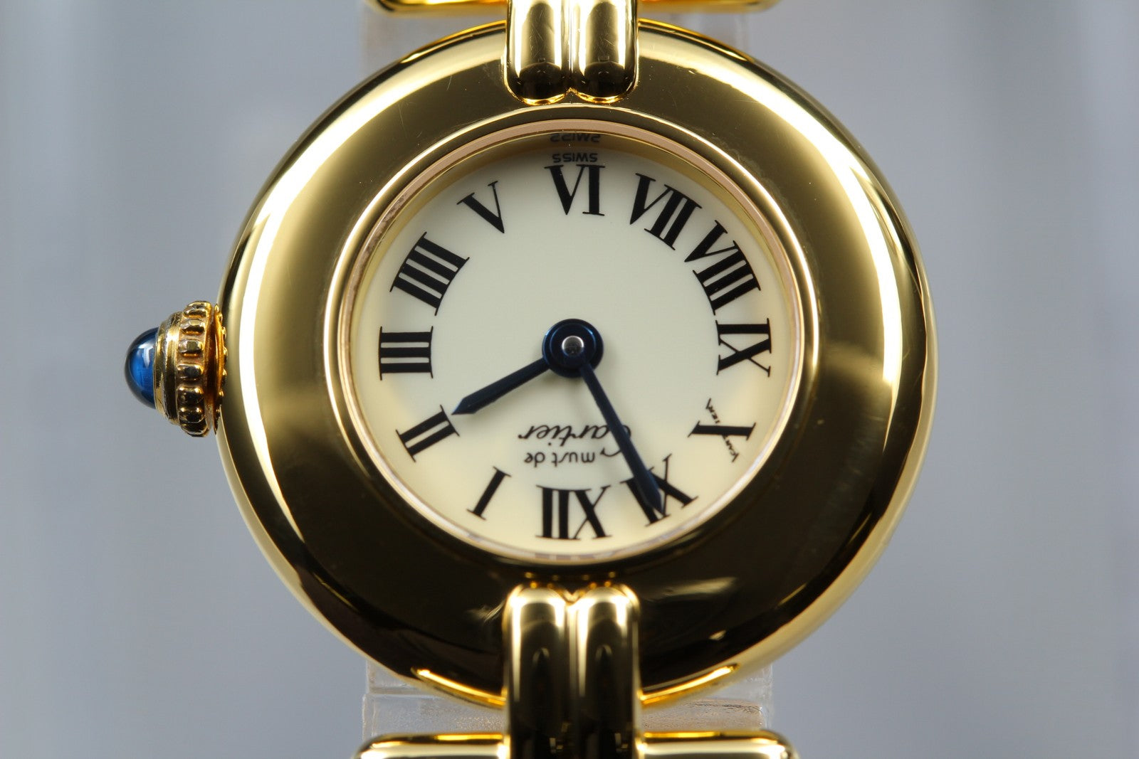 Vintage Cartier Must Colisee Vermeil 590002 Blue Gold Women's Qz Watch [Pouch]