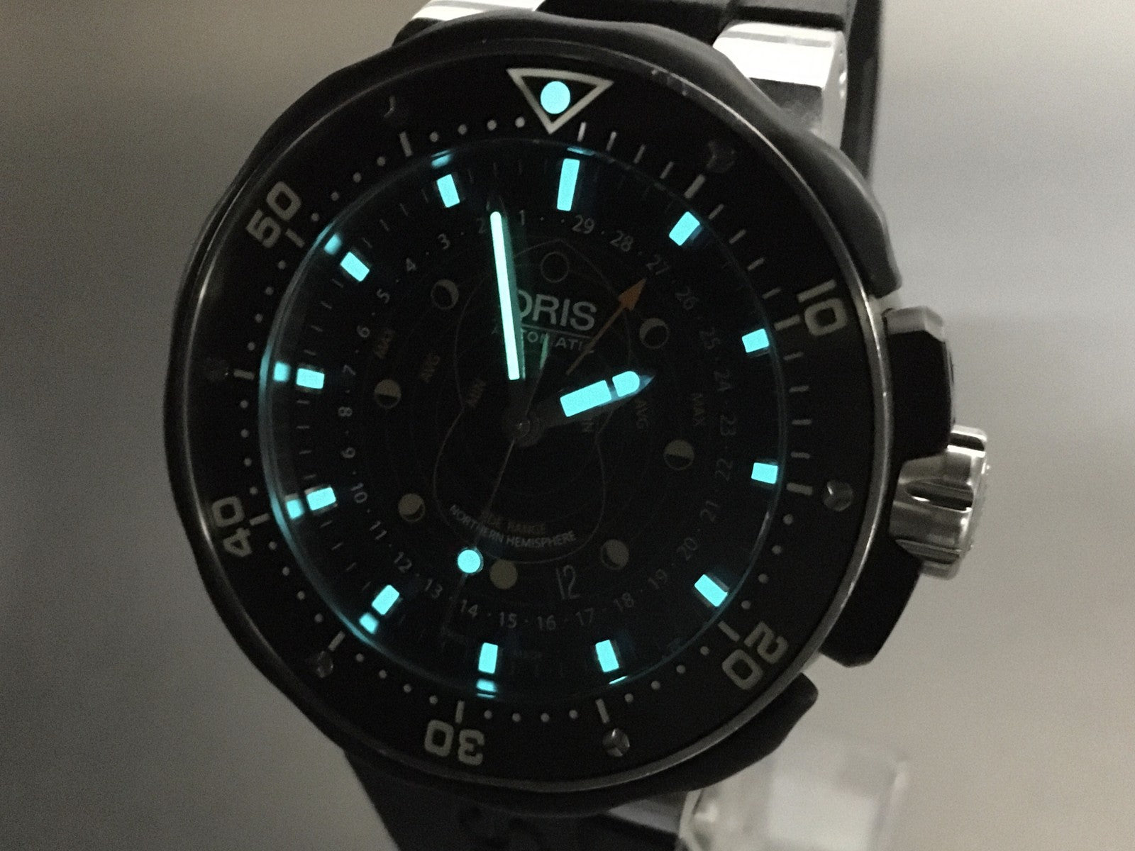 ORIS ProDiver Pointer Moon 7682 Automatic Black Men's Watch 46mm JAPAN