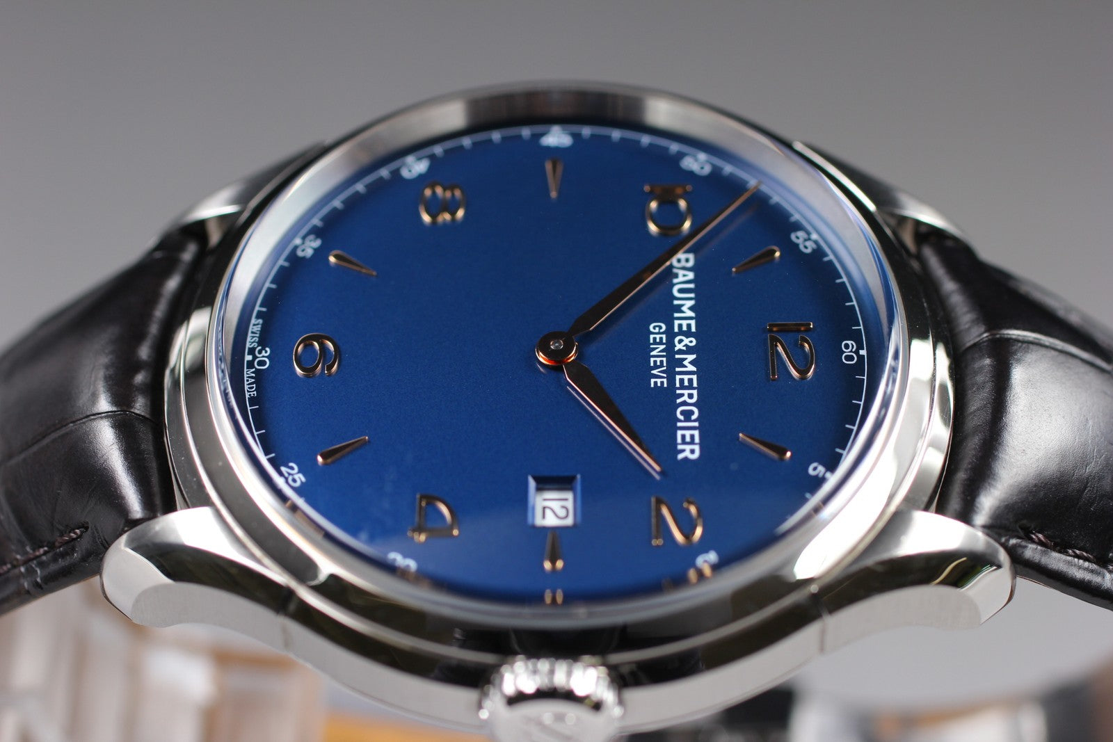 BAUME＆MERCIER Clifton 65846 Quartz Blue Dial Men's Watch 45mm JAPAN Box