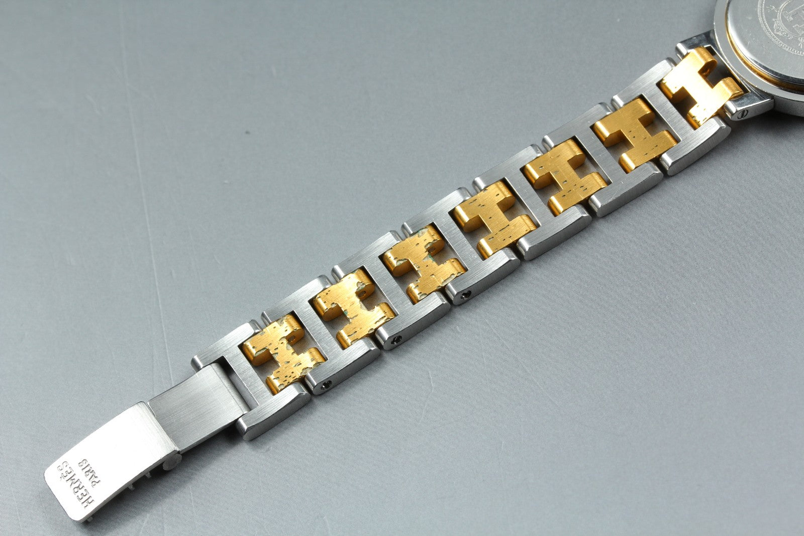 Vintage [Exc+5 Box] Hermes Clipper 24mm White Dial Gold Woman's Watch Quartz