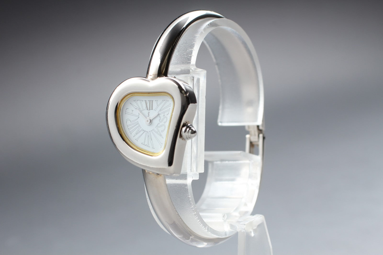 [Exc+5 Box] Yves Saint Laurent Heart 40th Anniversary Silver Qz Women's Watch