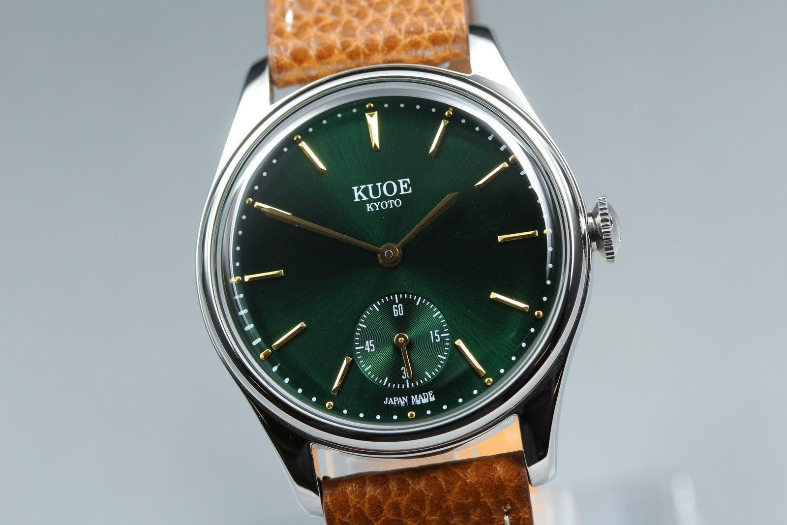 KUOE KYOTO OLD SMITH 90-001 34mm Green Dial Brown Quartz Men's Watch [Box]