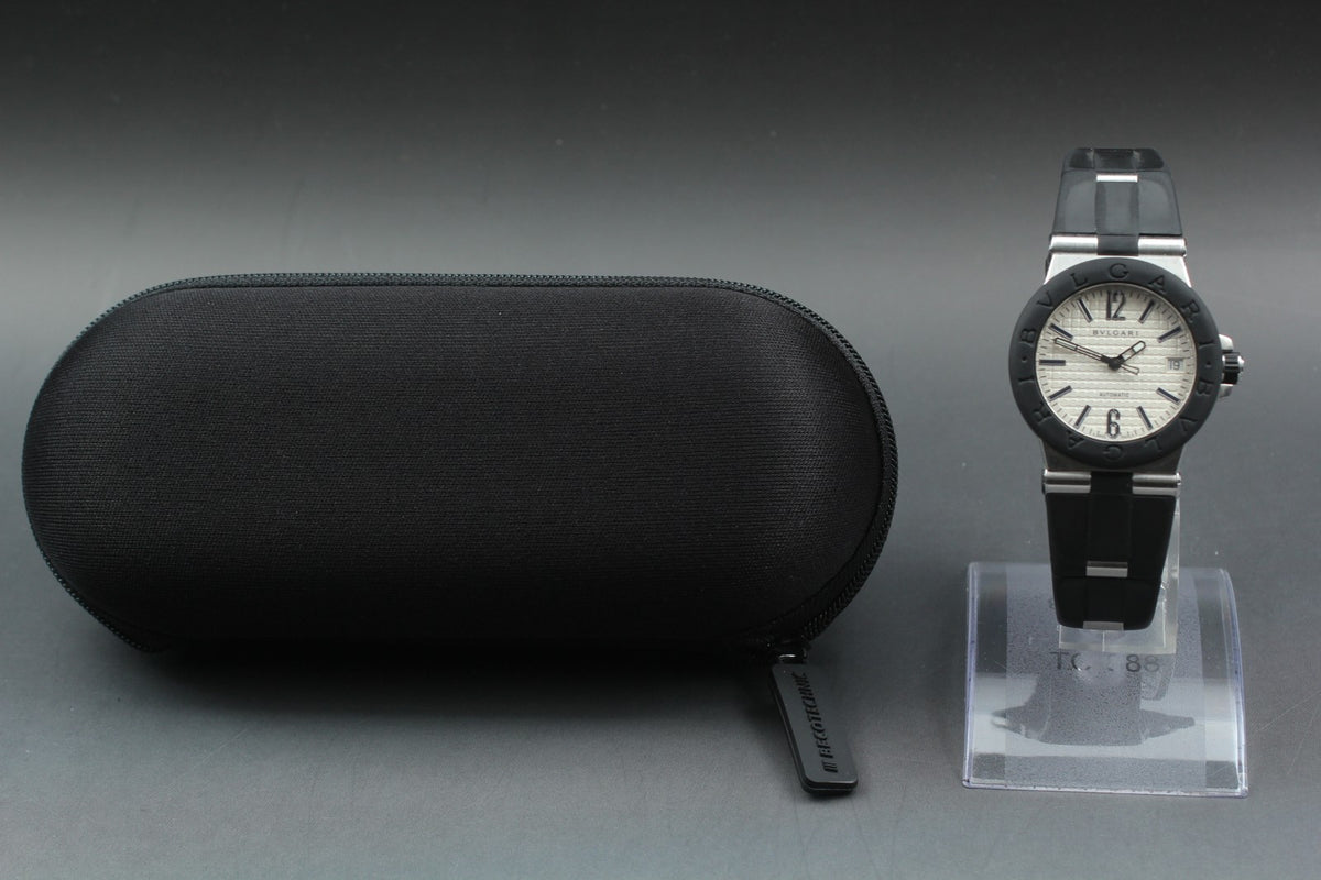 BVLGARI Diagono DG35SV White Dial Automatic Date Men's Watch 35mm From JAPAN