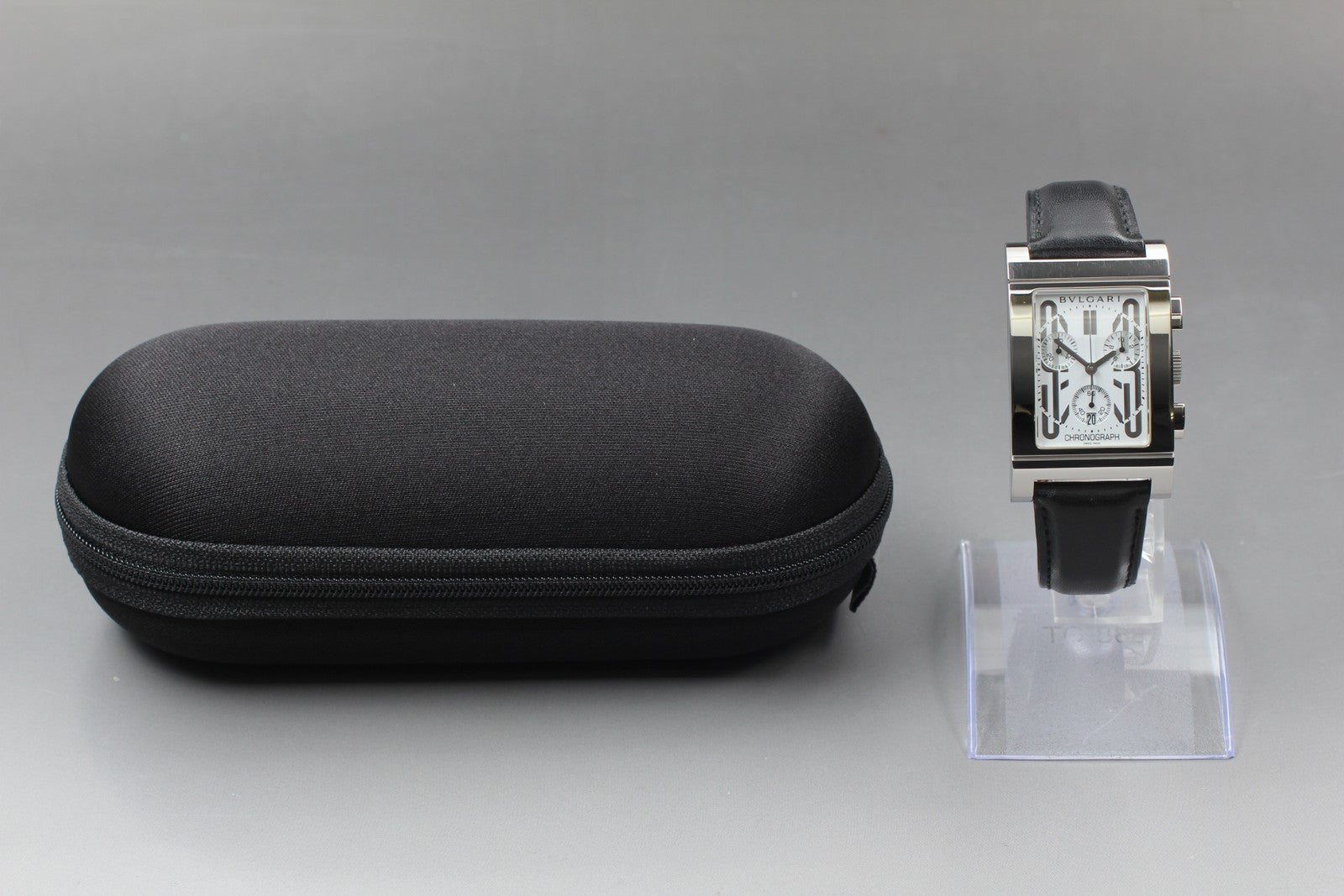 [Exc+5] BVLGARI Rettangolo RTC49S Chronograph White Dial Men's Quartz Watch
