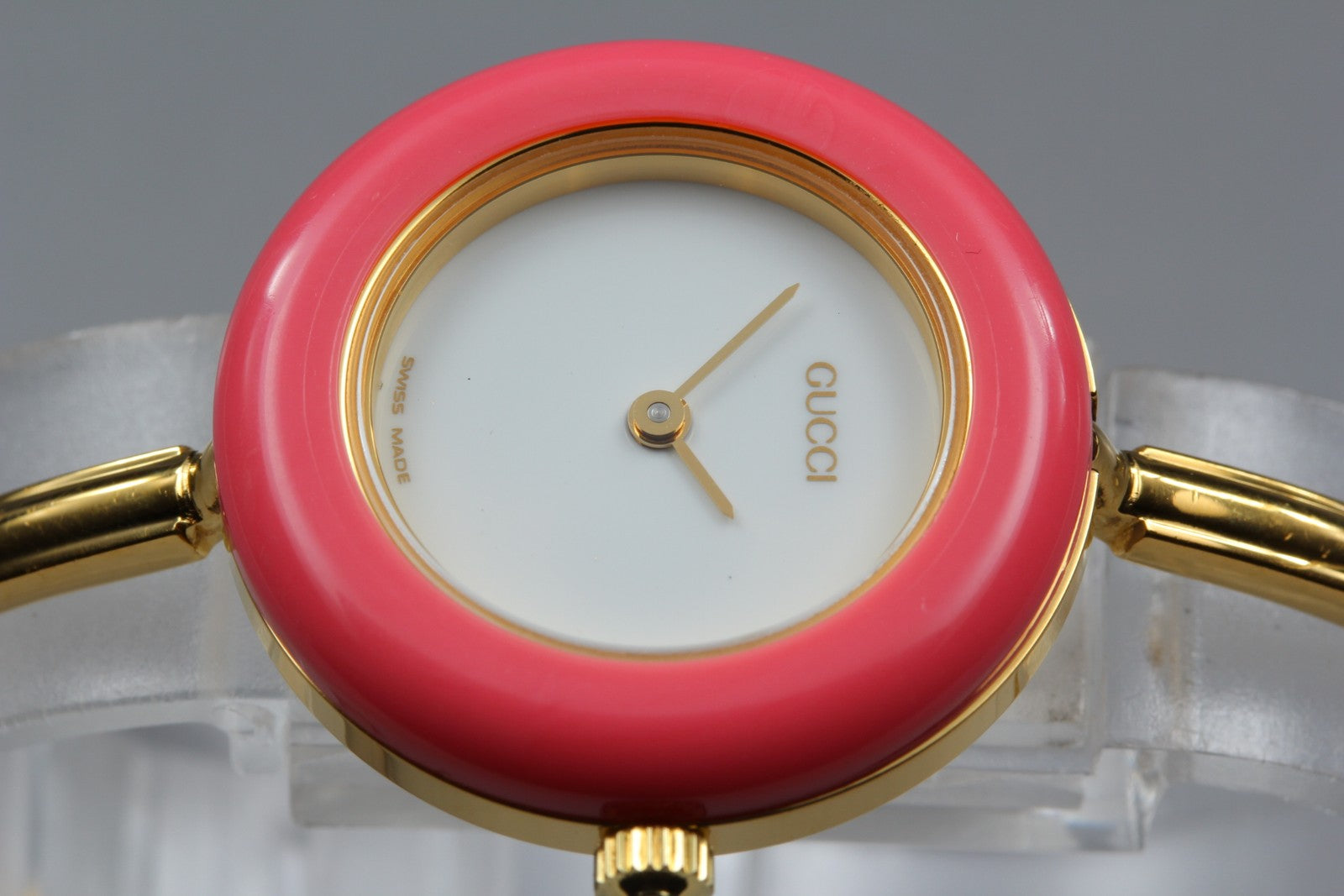 Vintage Gucci Change Bezel 11/12.2 Pink Bezel Gold Women's Quartz Watch