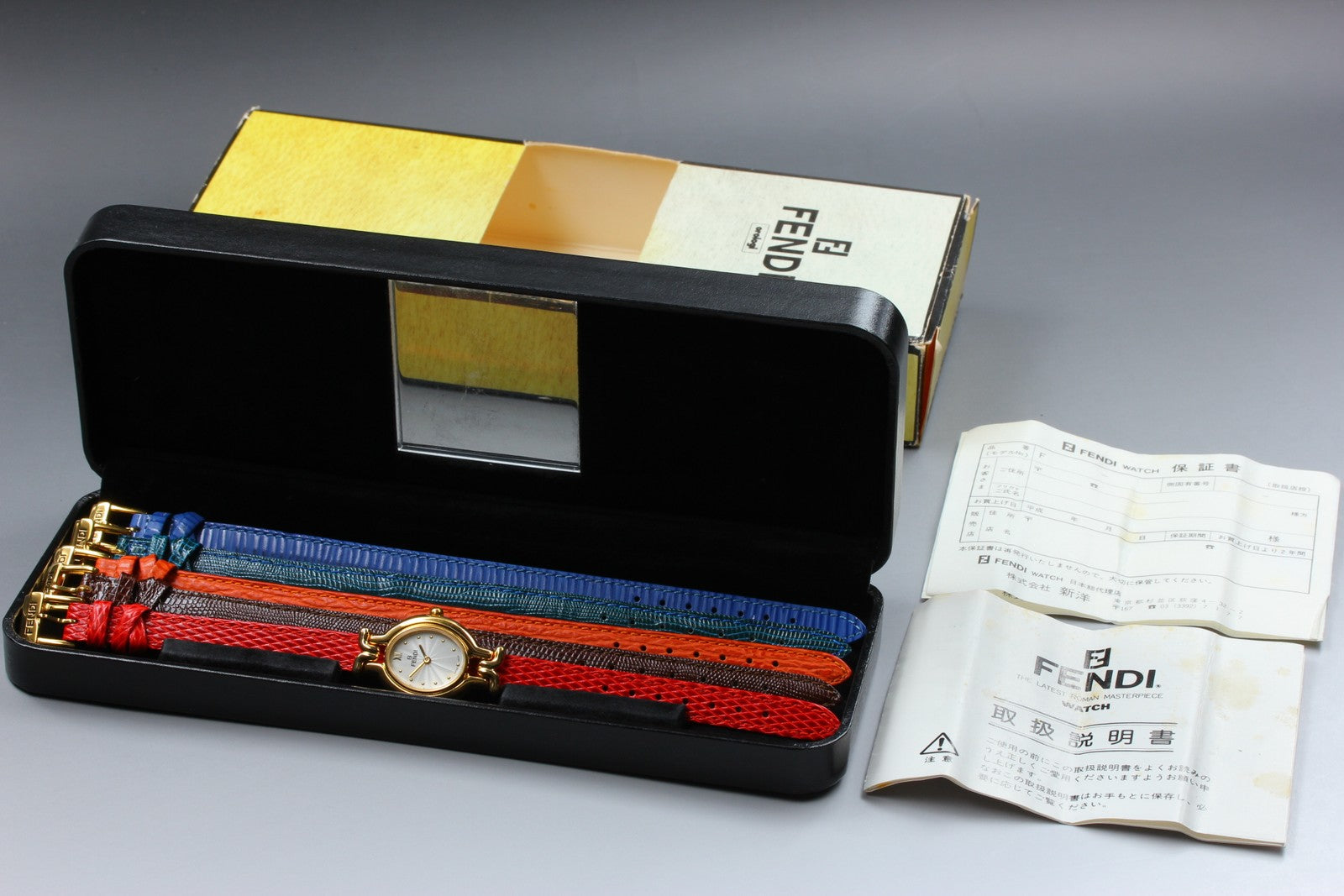 Vintage FENDI 640L Chameleon 5 Colors Belt Gold Women's Quartz Watch [Box]