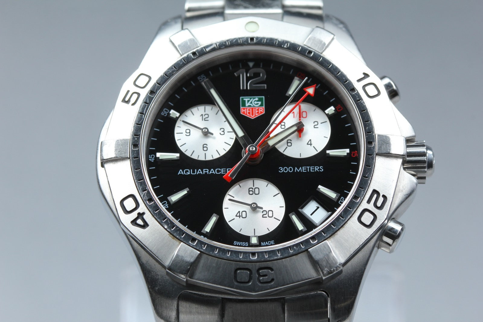 TAG Heuer Aquaracer CAF1110 Chronograph Black Quartz Men's Watch 42mm Box