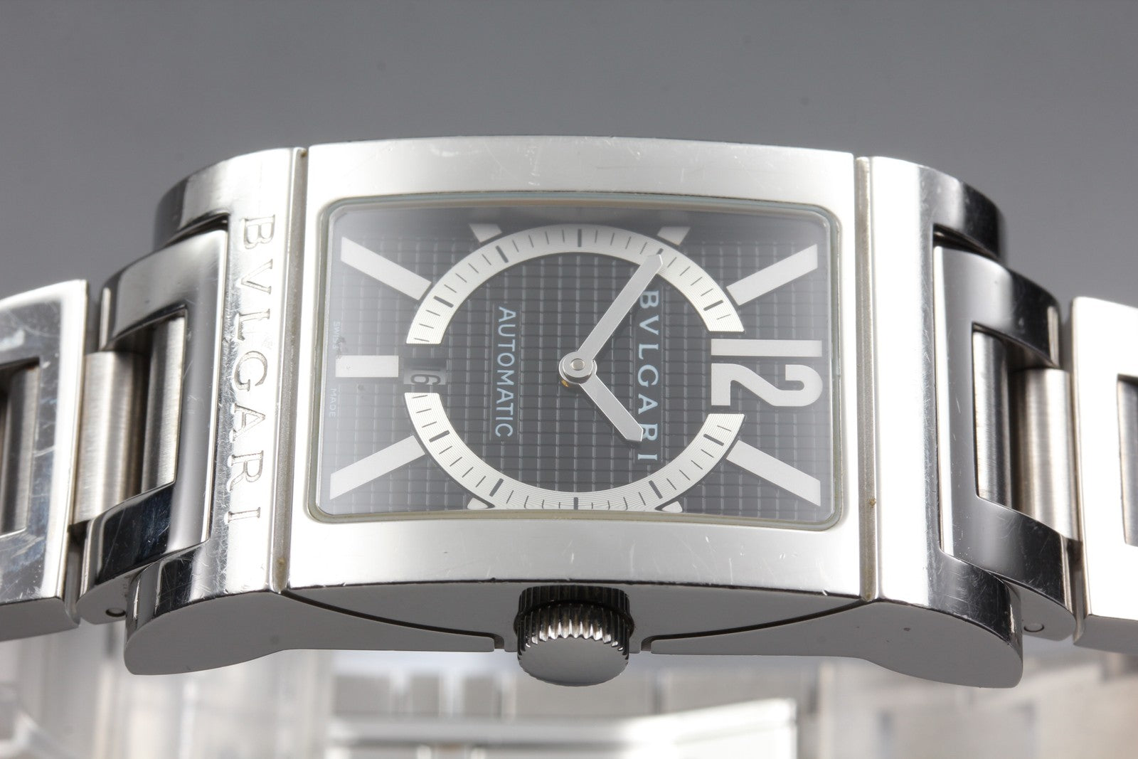[Exc+5] BVLGARI Rettangolo RT45S Automatic Black Dial Men's Watch From JAPAN Box