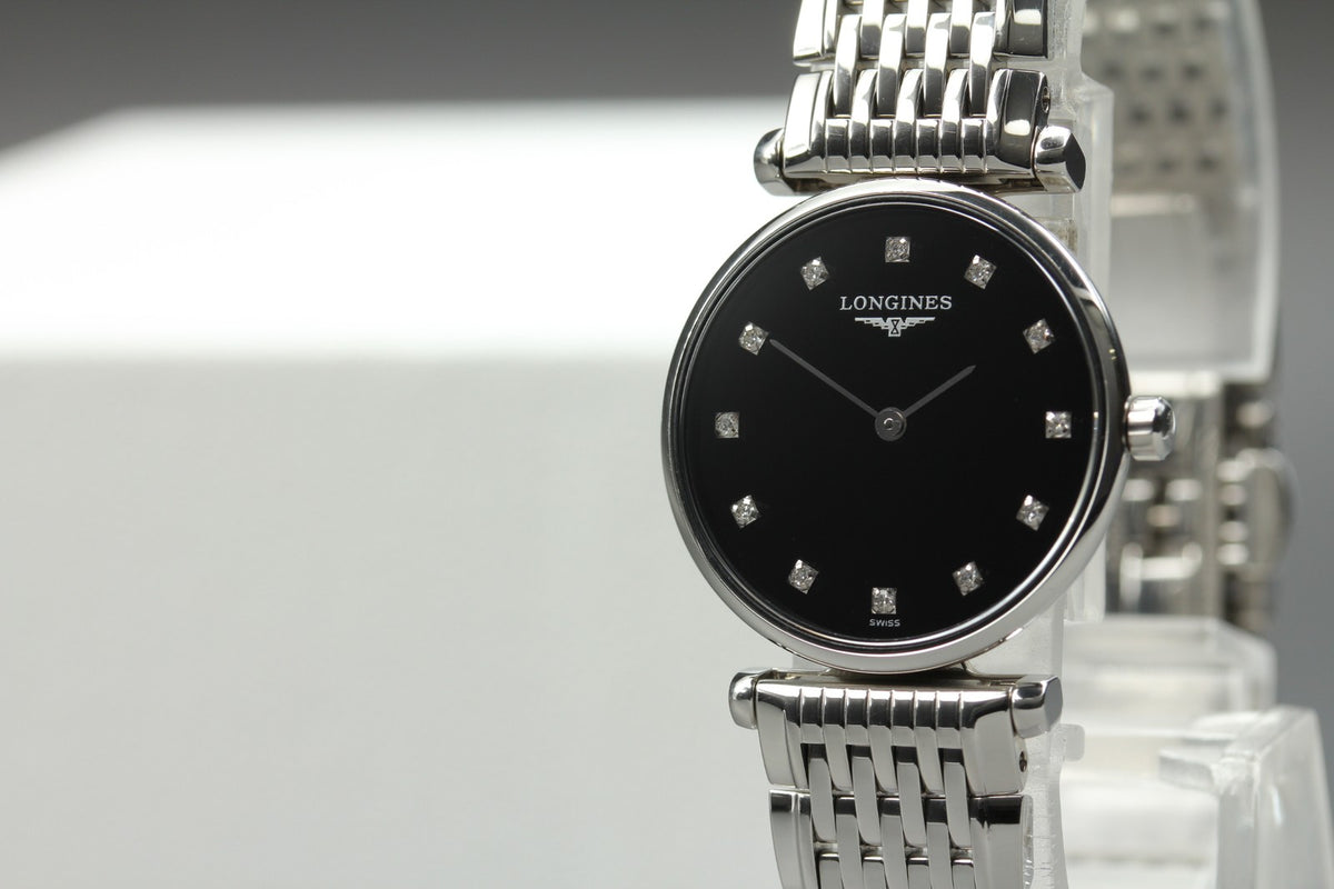 LONGINES La Grande Classique L4.209.4 Black 12P Diamond 23mm Women's Qz Watch