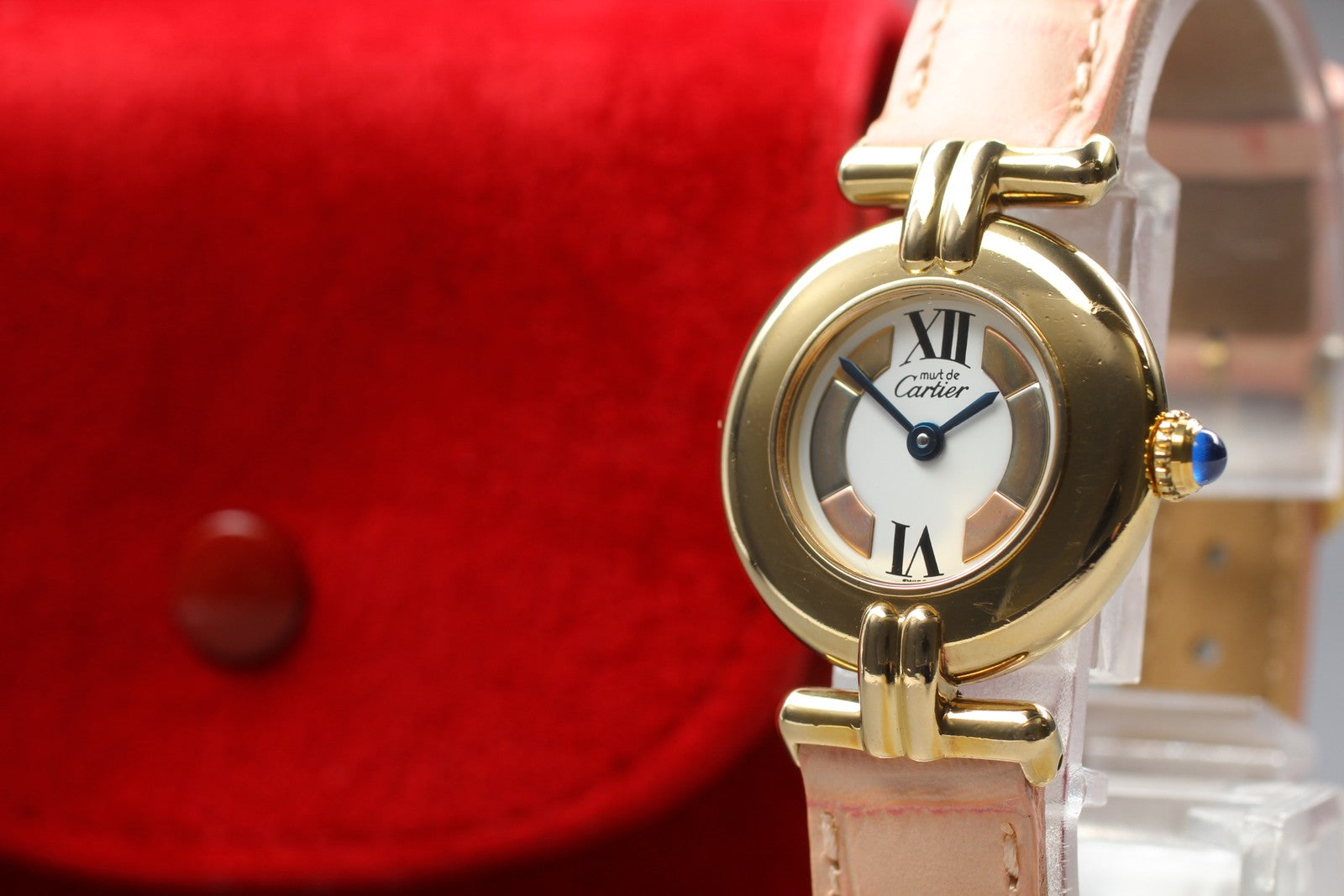 Vintage [Exc+5] Cartier Must Colisee Vermeil 590002 Pink Women's Quartz Watch