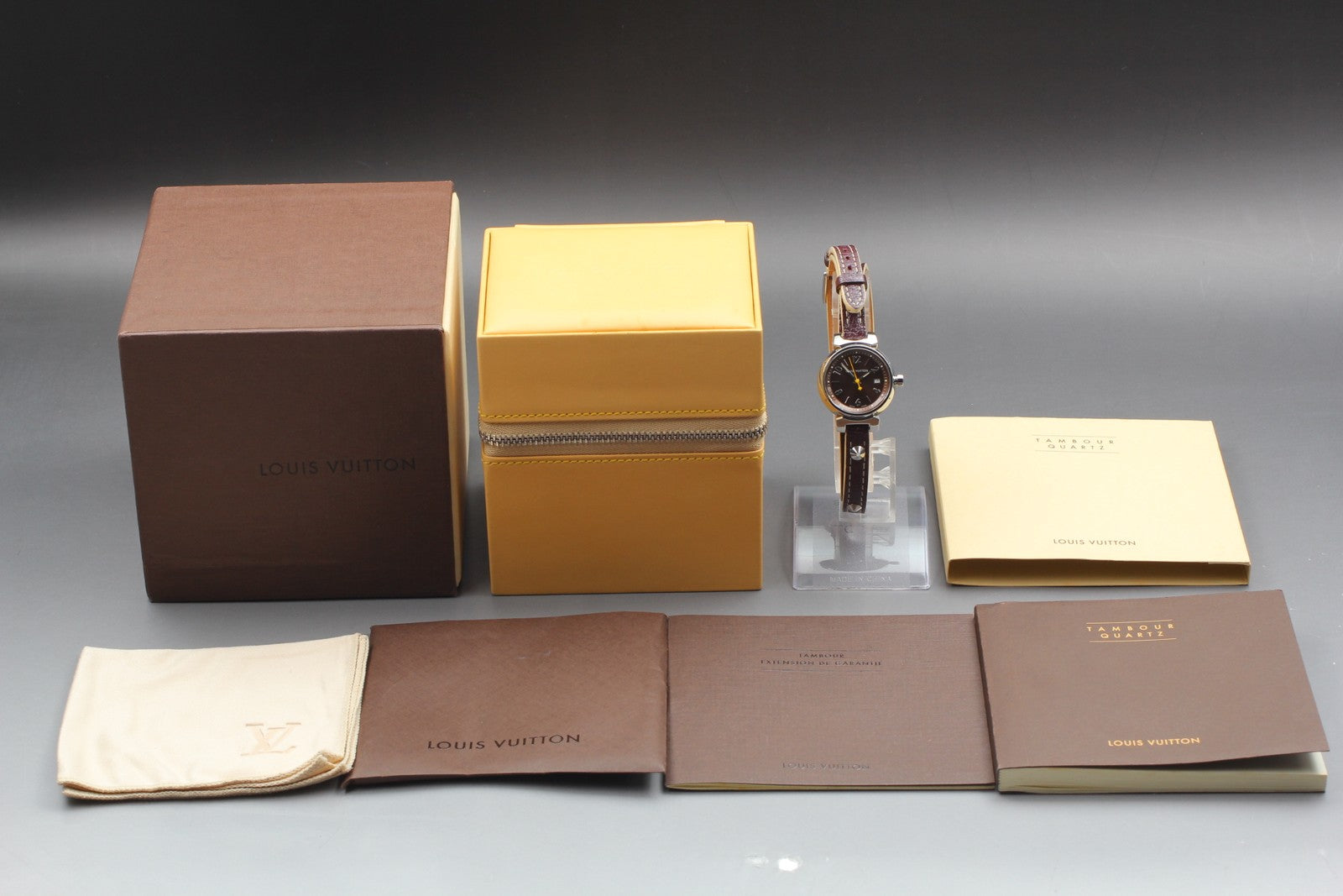 [ Exc+5 Box] Louis Vuitton Tambour Q1211 27mm Brown Women's Quartz Watch JAPAN