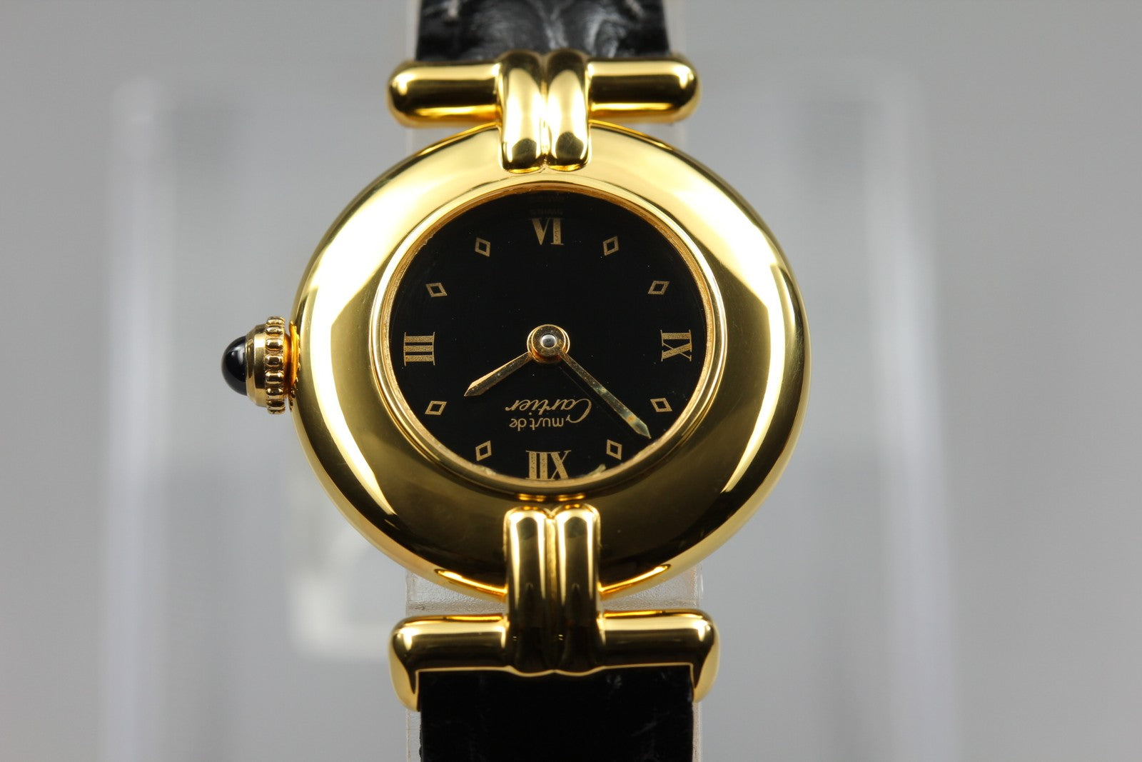 Cartier Must Colisee Vermeil 590002 Black Gold Women's Quartz Watch Vintage