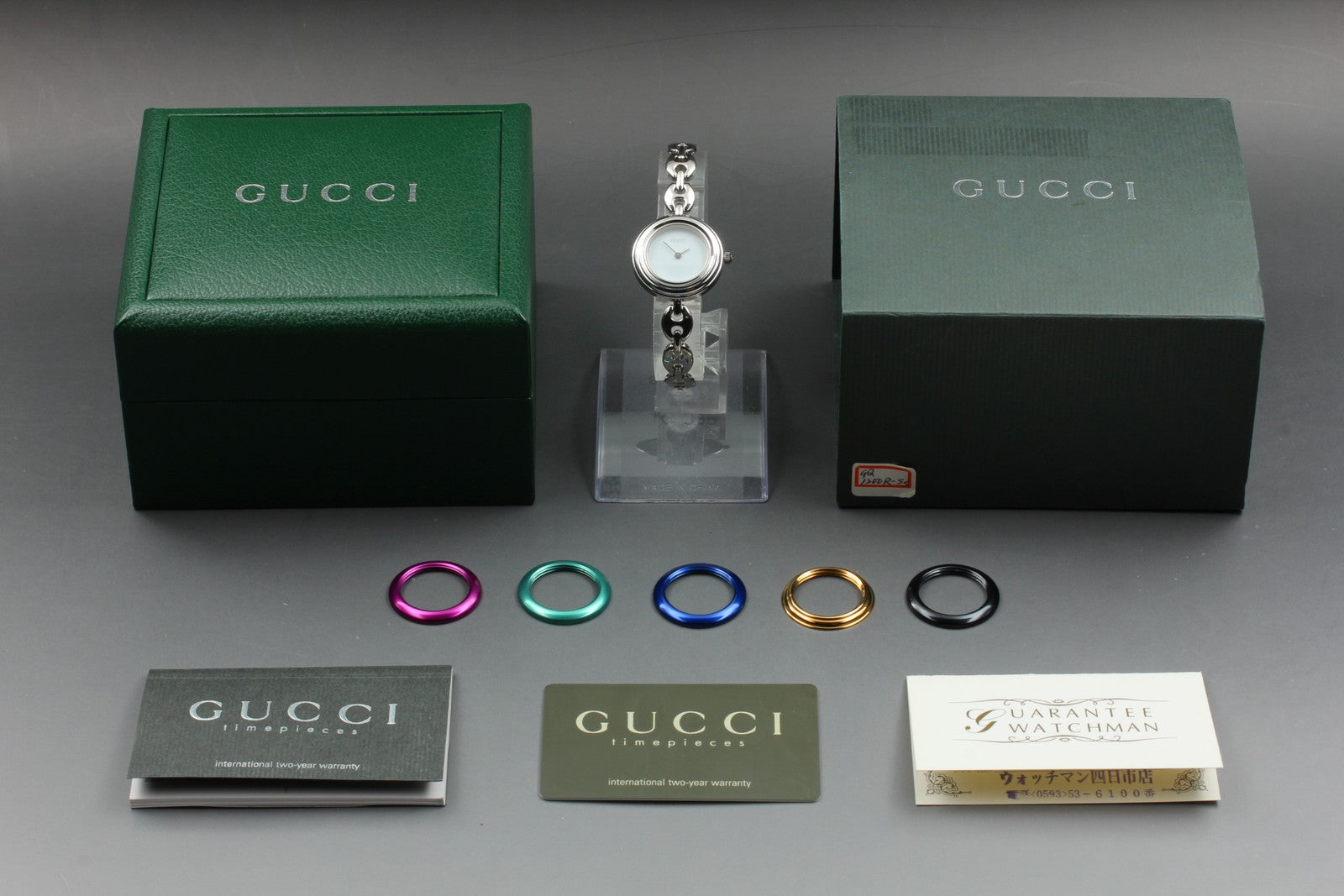 Vintage Gucci Change Bezel 11/12.2L 6 Colors Silver Women's Quartz Watch [w/Box]
