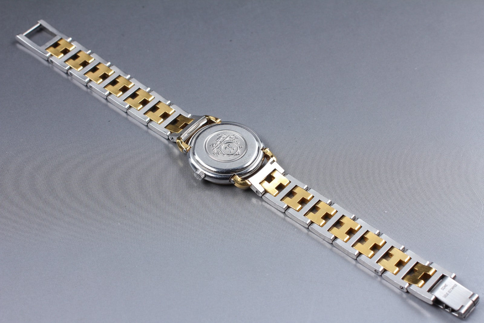 Vintage [Exc+4] Hermes Pullman PU2.240 Ivory Dial 24mm Date Woman's Quartz Watch