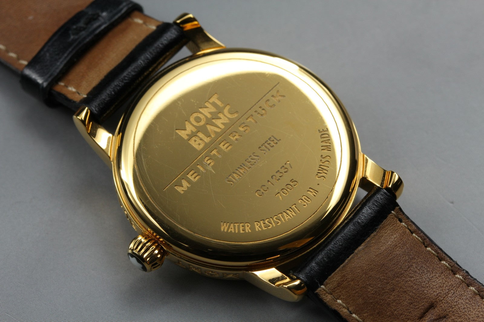 New Batt MONTBLANC Meisterstuck 7005 Quartz Black Men's Watch 31mm JAPAN Box