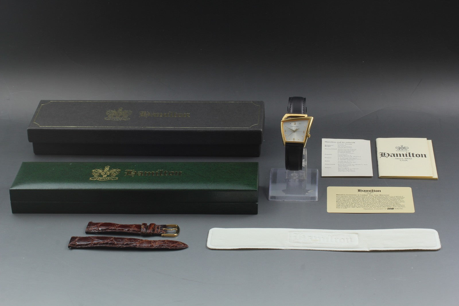 Hamilton 6230 Flight II REGISTERED EDITION Gold Quartz Men's Watch Vintage [Box]