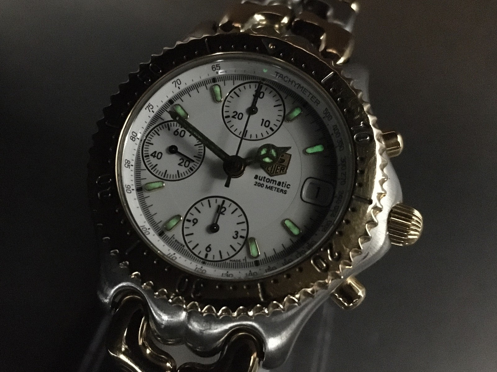 TAG HEUER SEL CG2120-R0 Automatic Chronograph White Men's Watch 38mm JAPAN Box