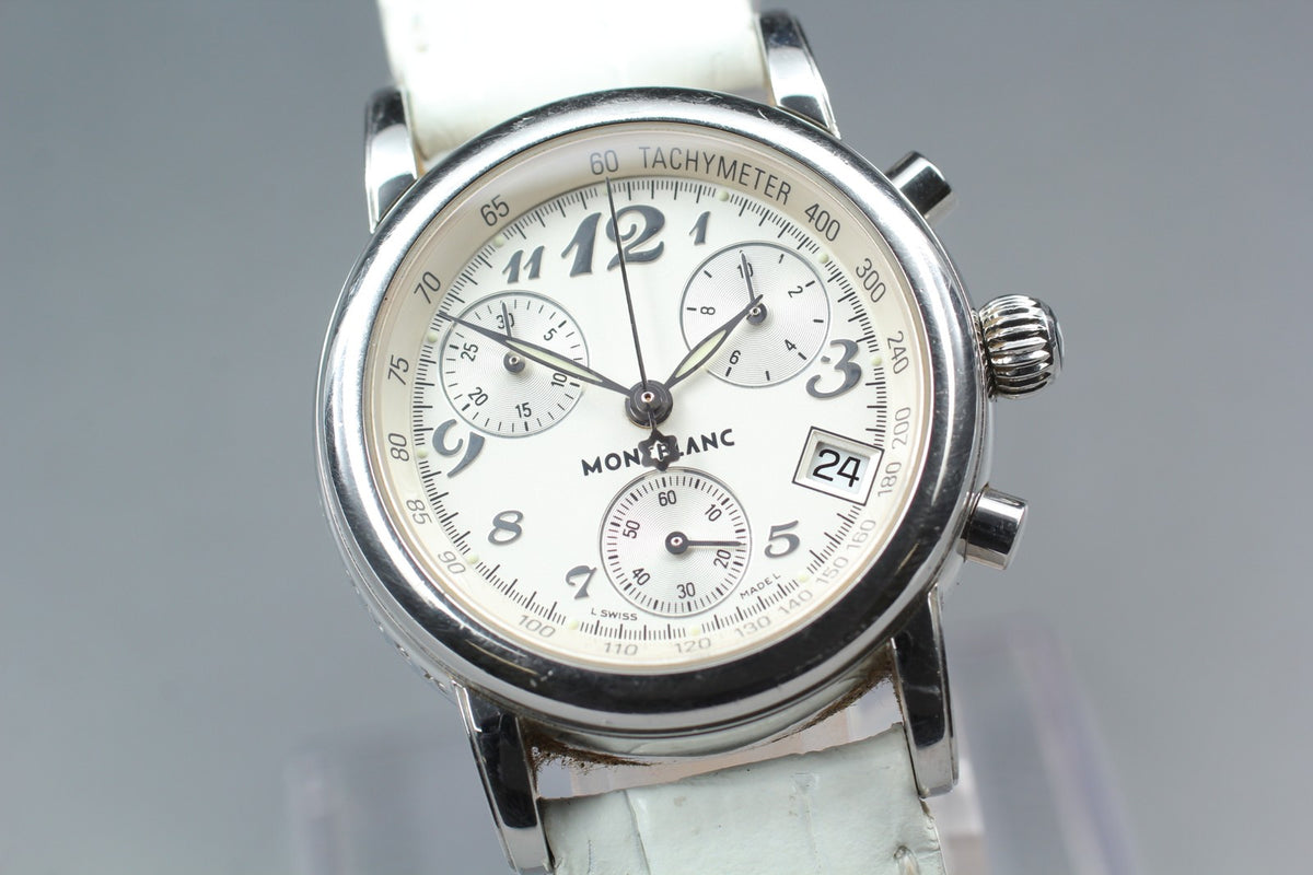 MONTBLANC Meisterstuck 7039 Quartz Silver Chronograph Women's Watch 30mm JAPAN