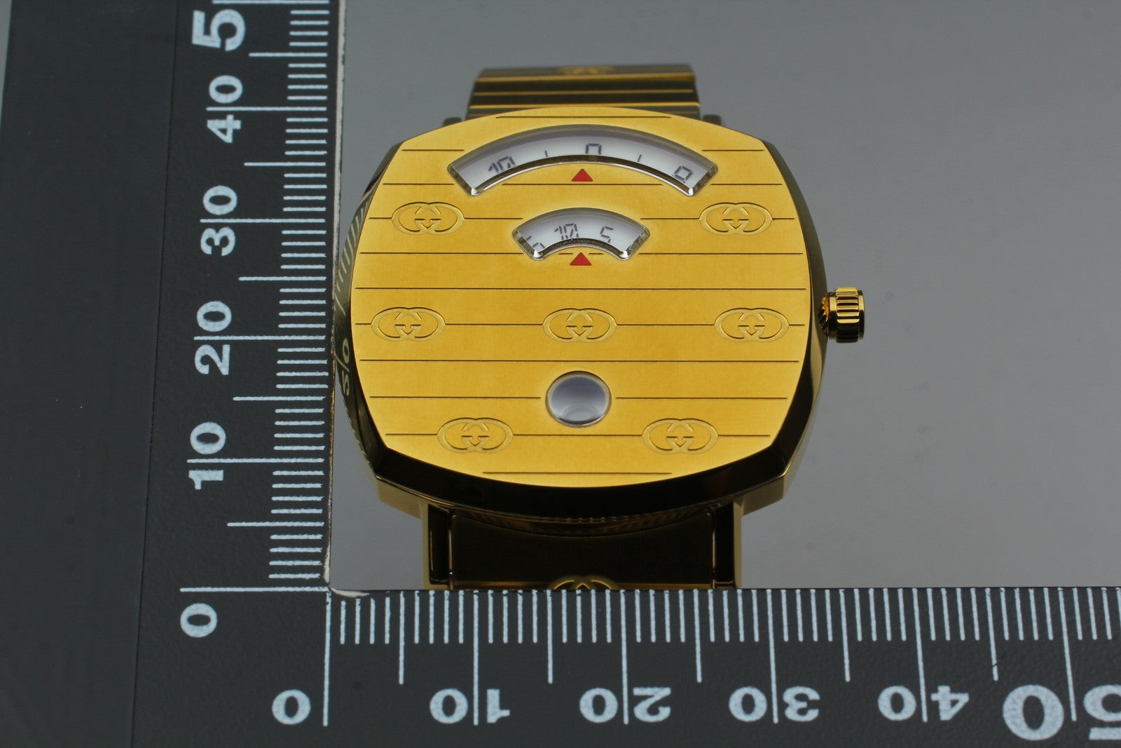 [Near MINT Box] GUCCI Grip 157.4 YA157403 34mm Gold GG Man's Quartz Watch